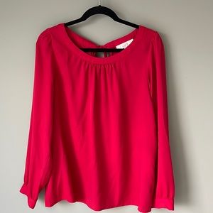 Ann Taylor LOFT red tie back blouse